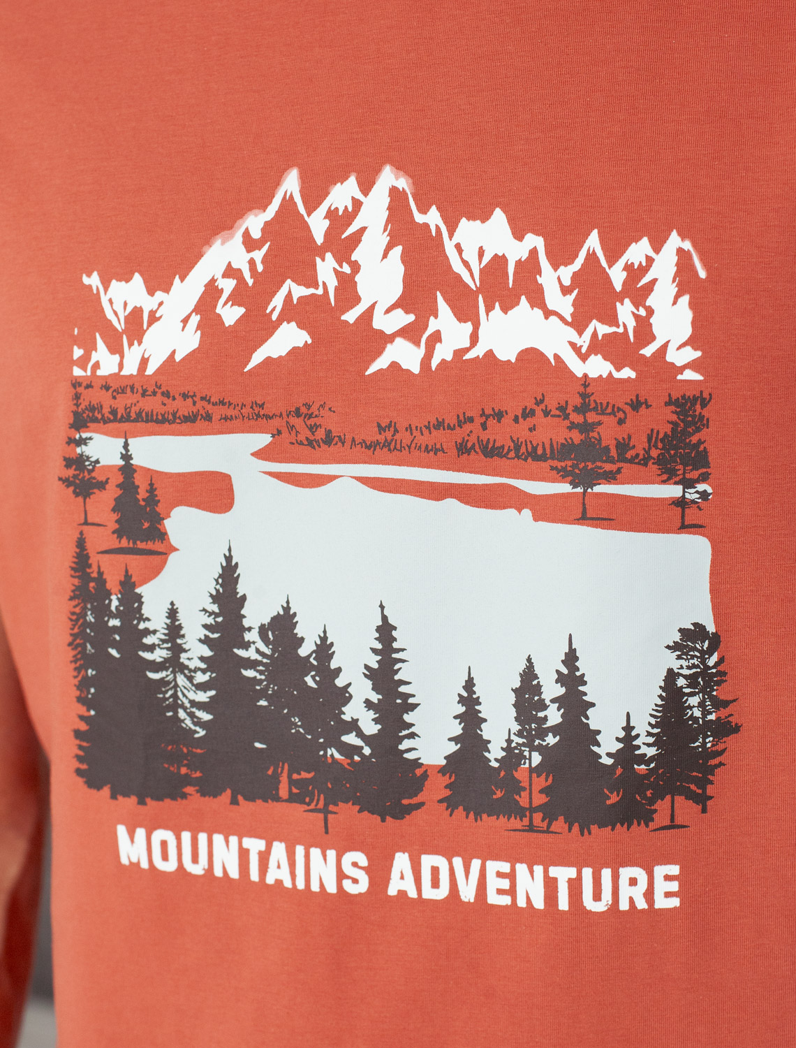 Футболка из премиального хлопка с авторским принтом U49.045 кирпичный_mountains adventure