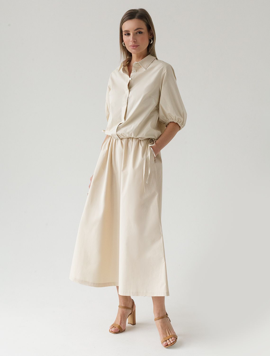 Юбка из легкого хлопкового поплина D26.179 светло-бежевый