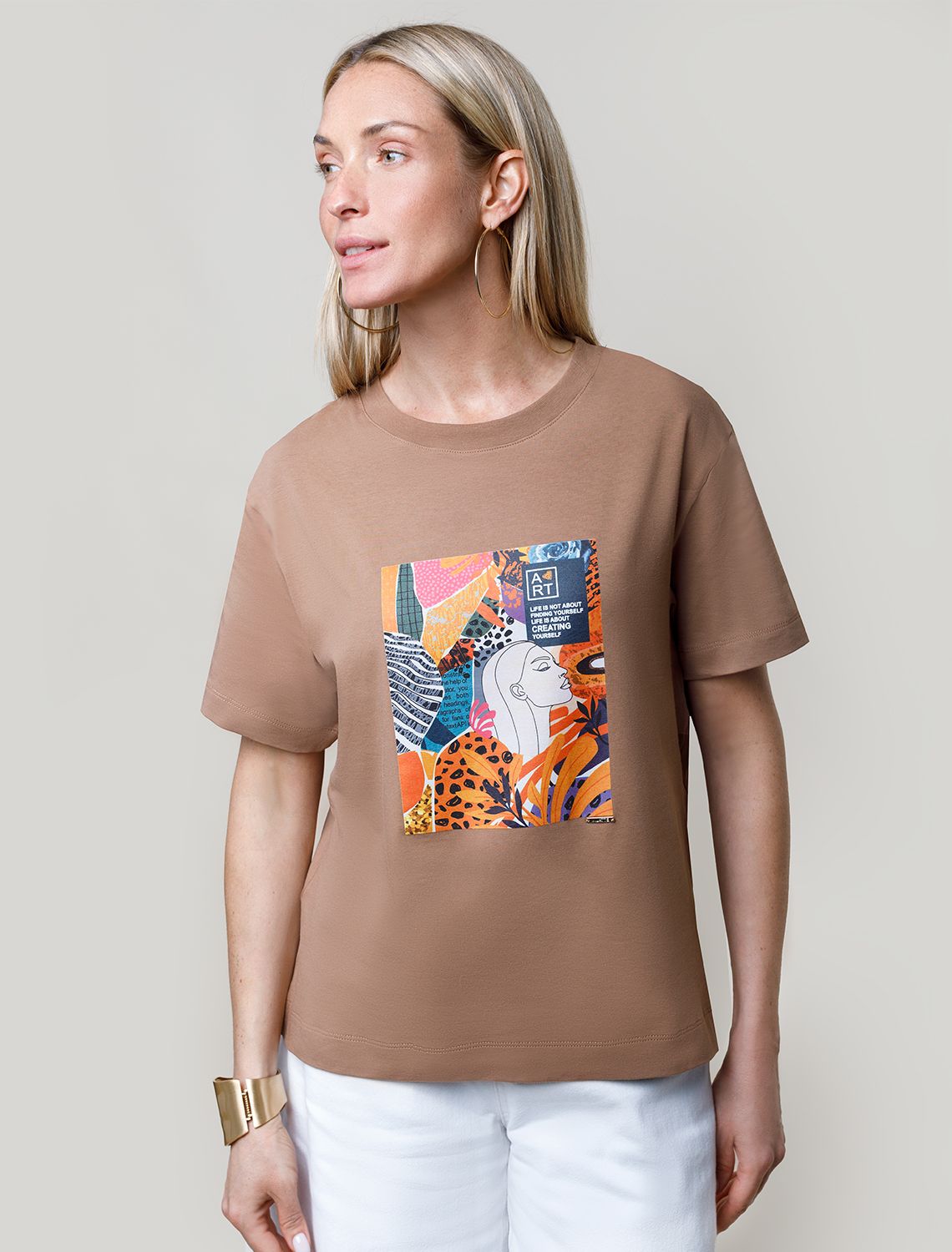 Футболка из премиального хлопка с авторским принтом D49.989 карамель_art poster