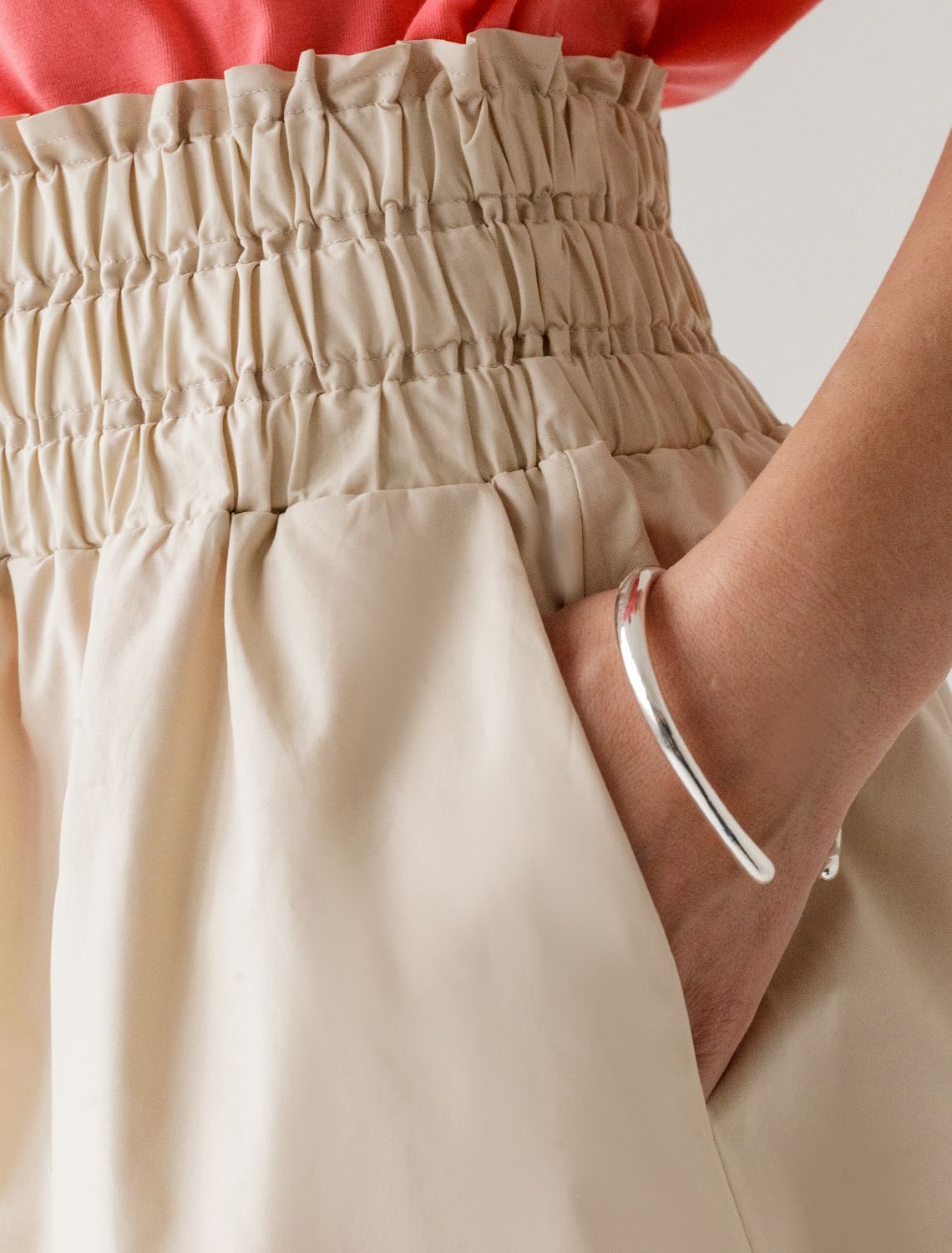 Юбка из легкого хлопкового поплина D26.179 светло-бежевый