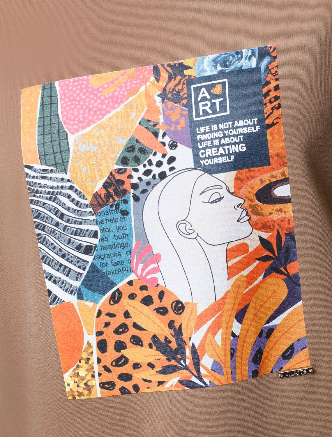 Футболка из премиального хлопка с авторским принтом D49.989 карамель_art poster