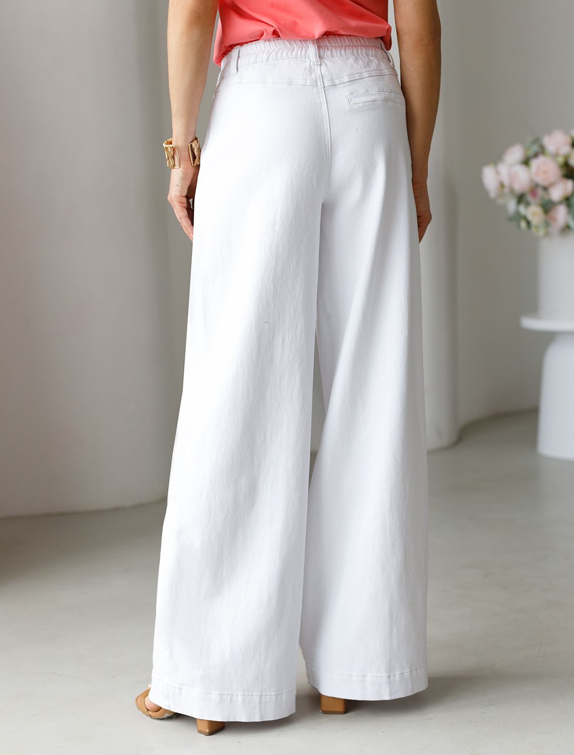 Джинсы из эластичного денима с резинкой на поясе D54.094 белый