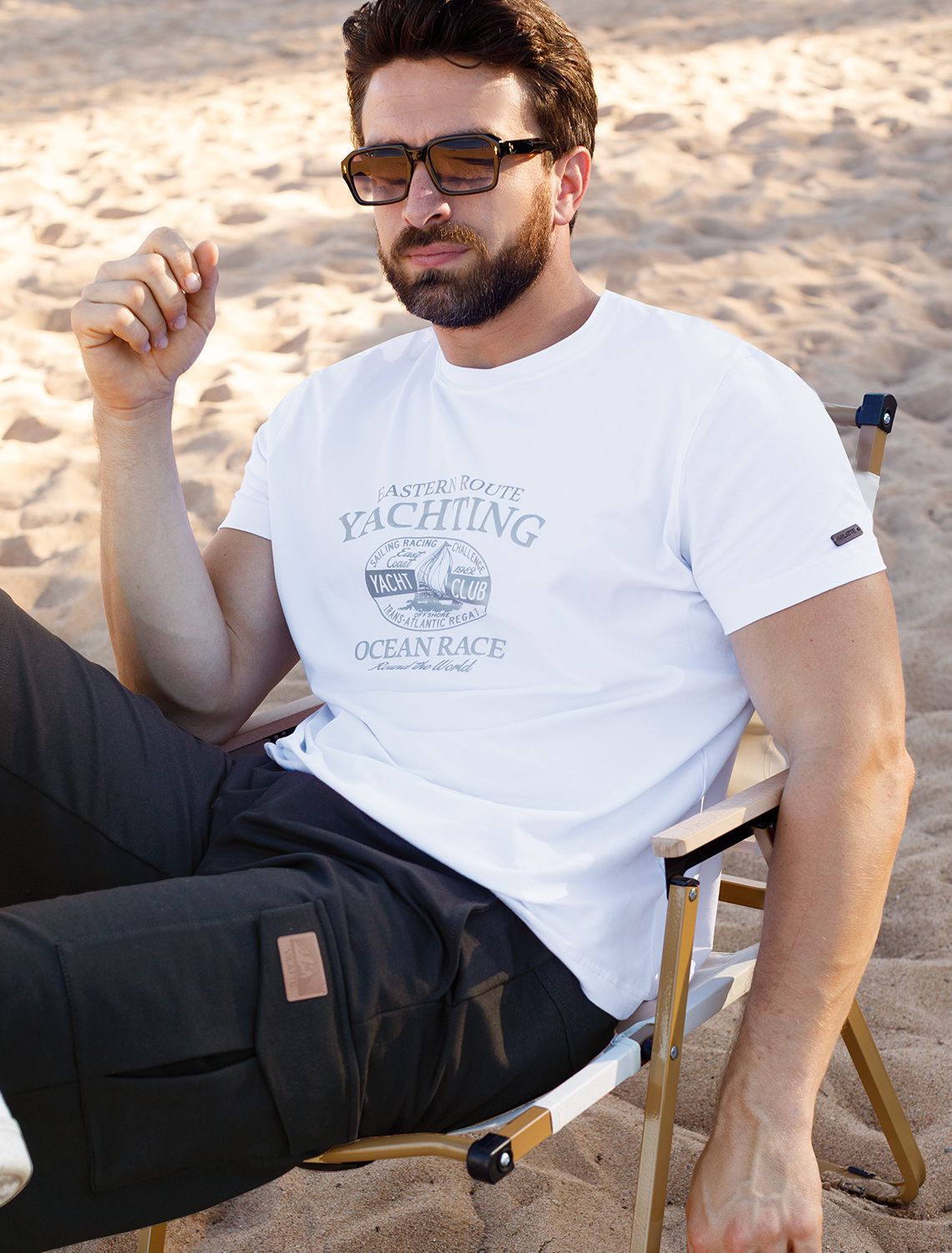 Футболка из премиального хлопка с авторским принтом U49.045 белый_yachting