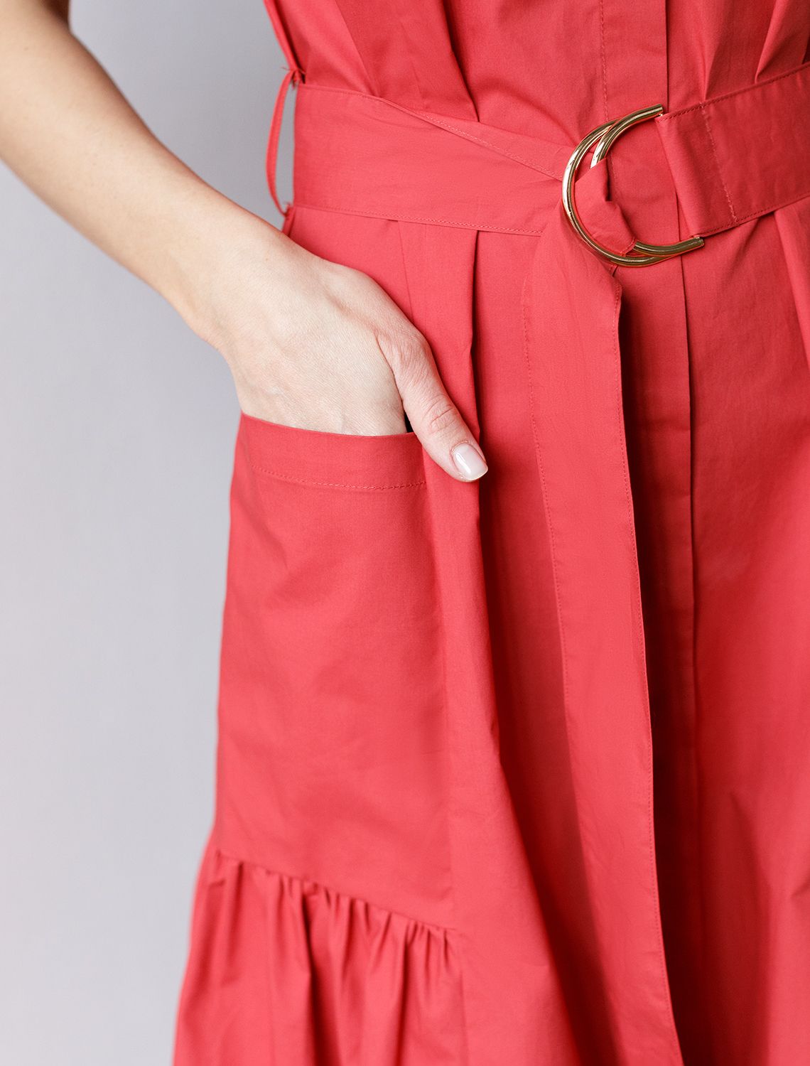 Платье из легкого хлопкового поплина D22.206 темно-красный