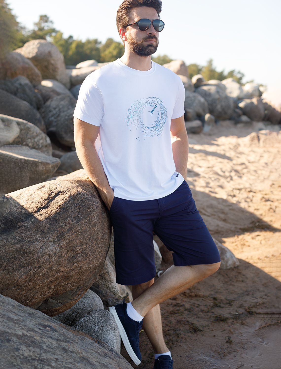 Футболка из премиального хлопка с авторским принтом U49.045 белый_ocean