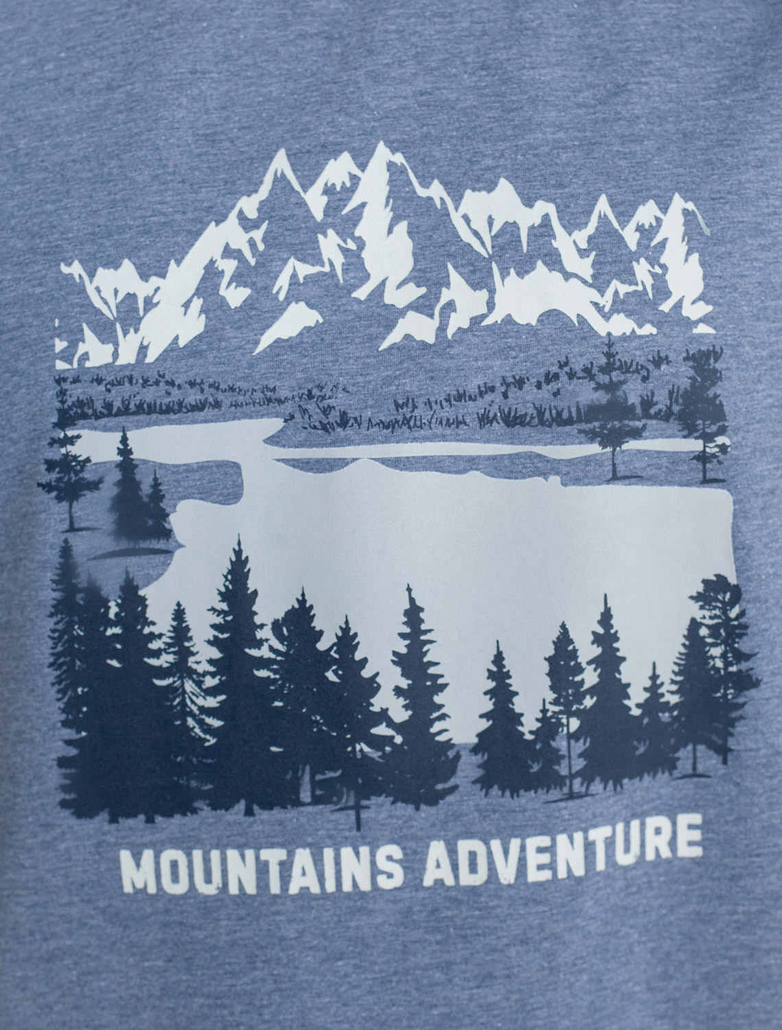 Футболка из премиального хлопка с авторским принтом U49.045 синий меланж_mountains adventure