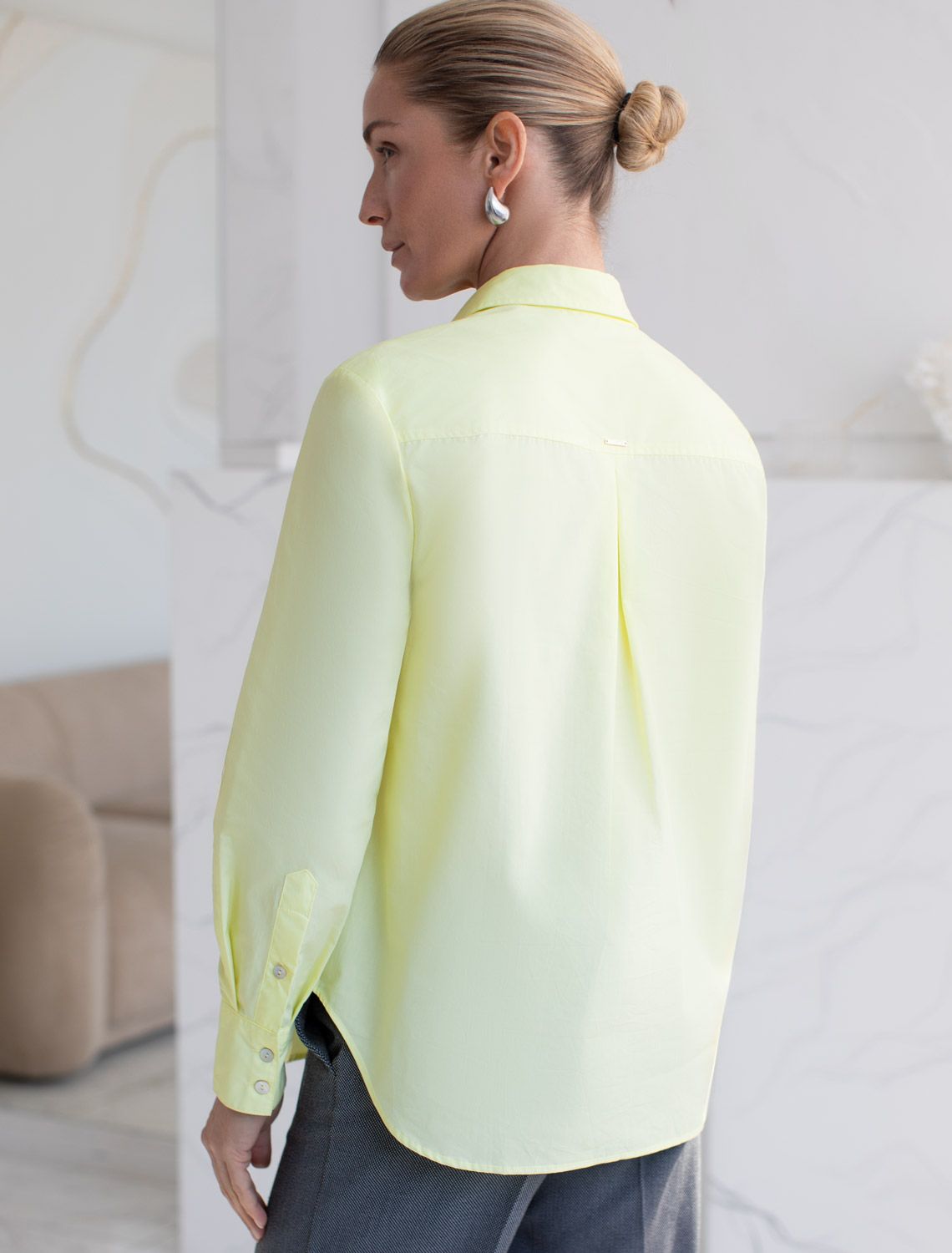 Блузка из премиального хлопкового поплина D29.268 светло-лимонный