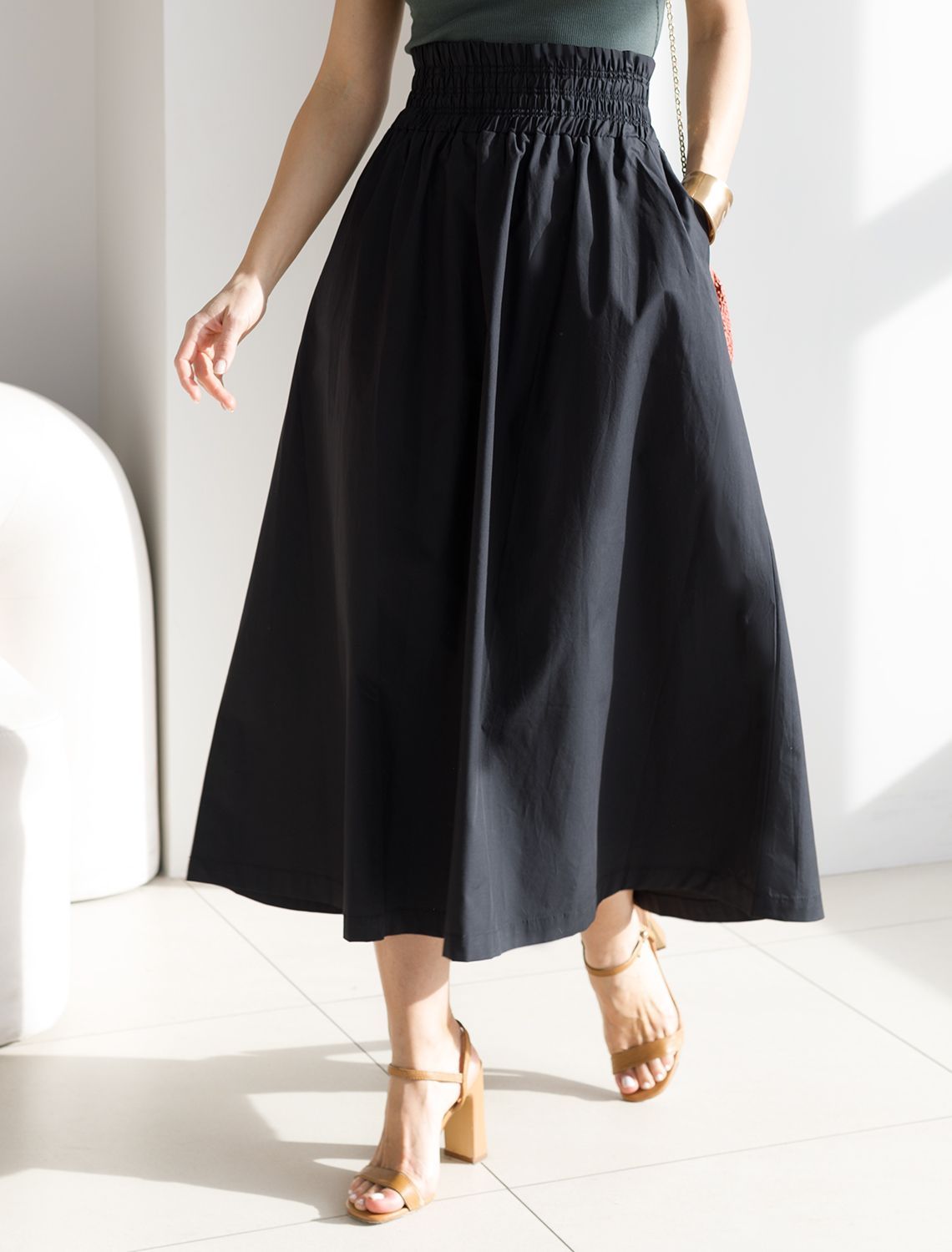 Юбка из легкого хлопкового поплина D26.179 черный