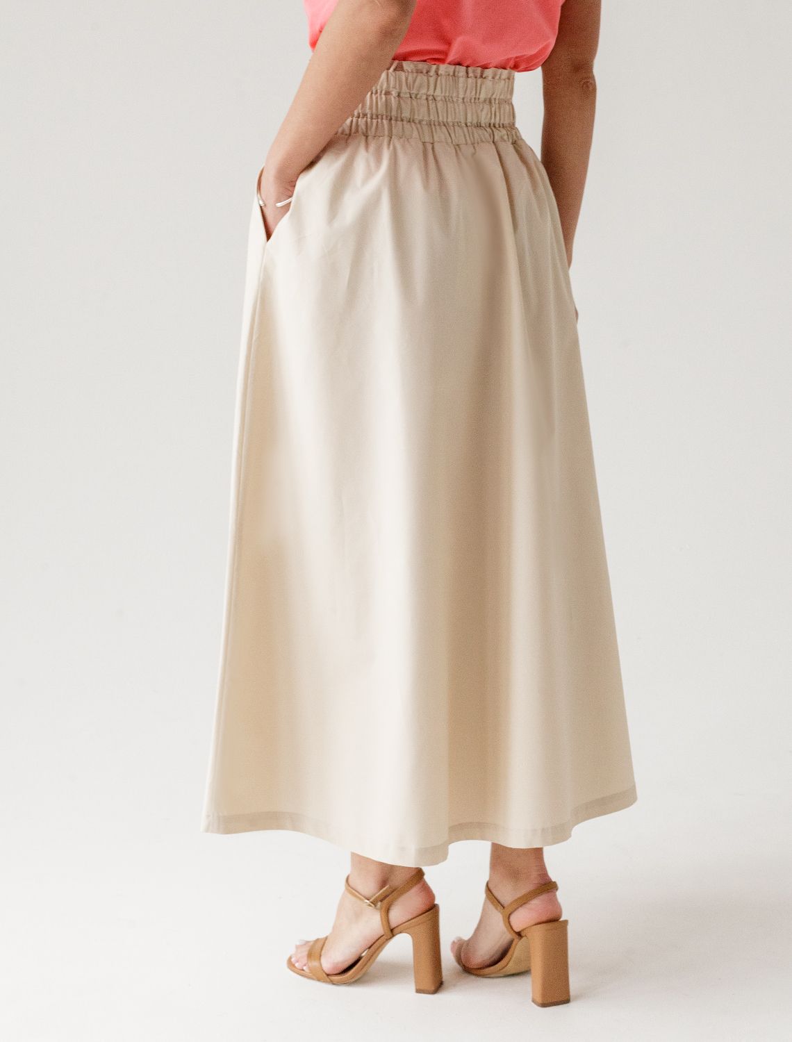 Юбка из легкого хлопкового поплина D26.179 светло-бежевый