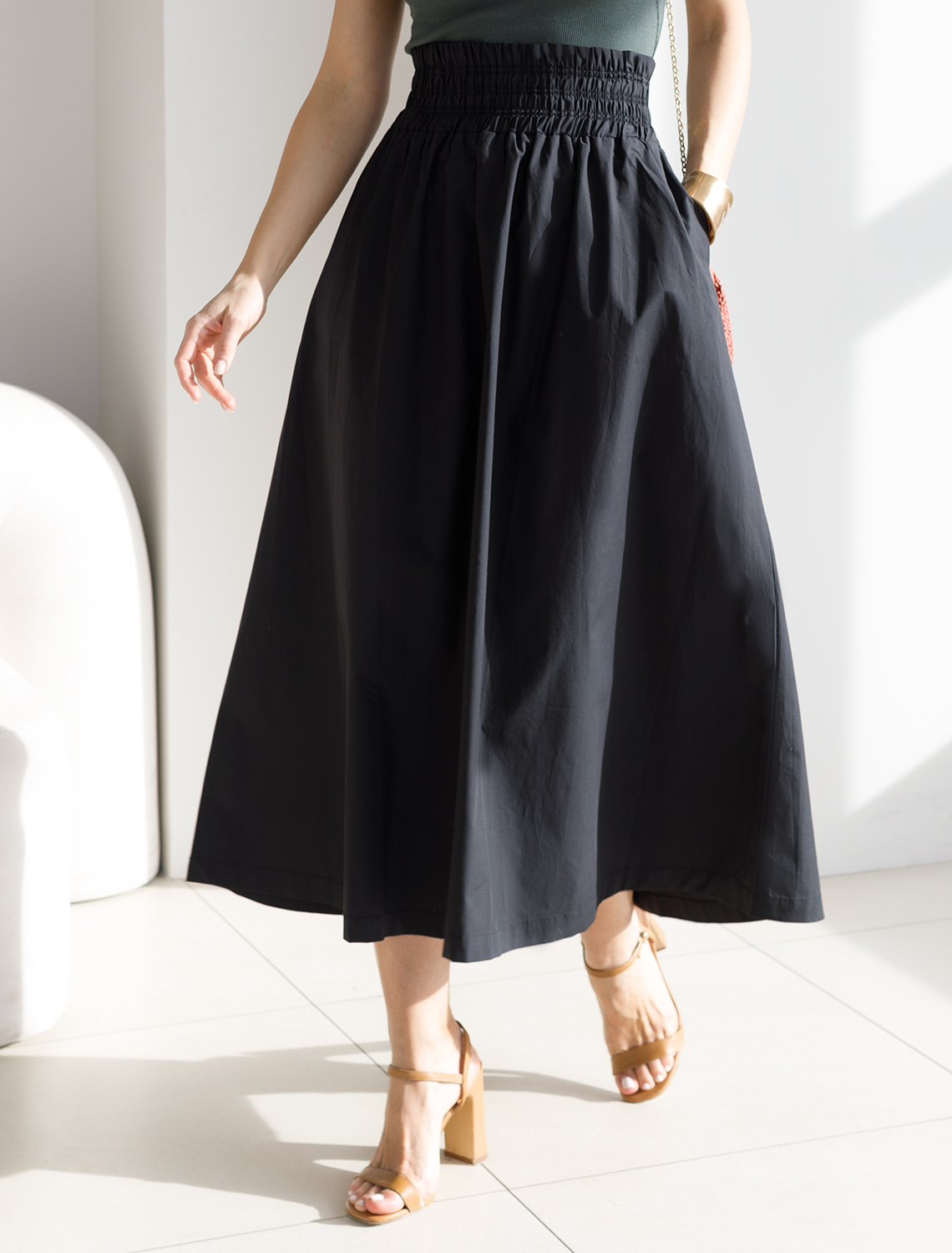 Юбка из легкого хлопкового поплина D26.179 черный