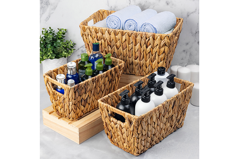 БЫЛО 2480 руб! Набор 3 плетеных корзинок 38*23*20 с ручками