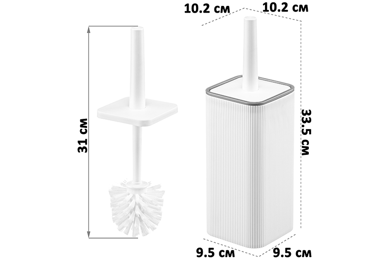 БЫЛО 344 руб! Ерш для унитаза 10,2*10,2*33,5 см белый/серебро (132658)