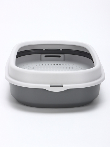 Лоток для кошек Фур-Мур 48х35,5 см с сеткой и бортом ,Soft-touch, смоки