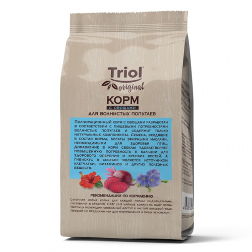 Корм Triol для волнистых попугаев, с овощами, 450 г.
