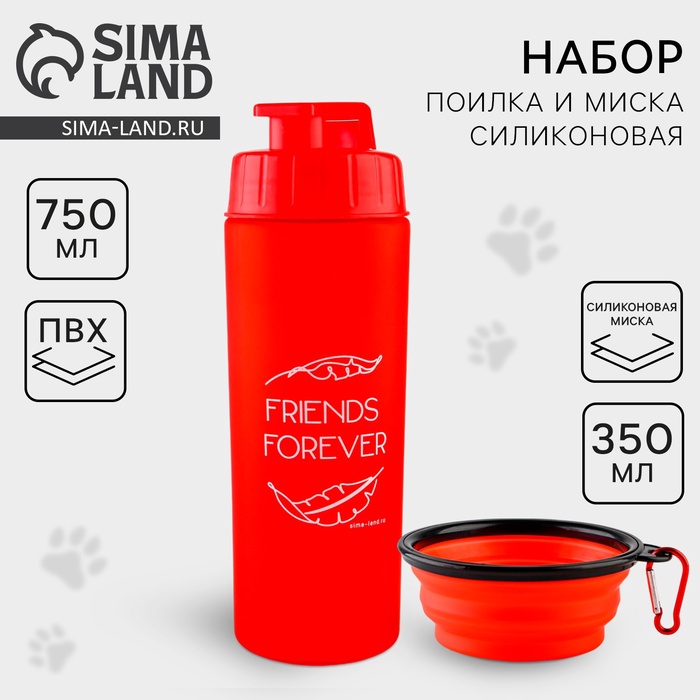 Набор поилка и силиконовая миска «Друзья навсегда»