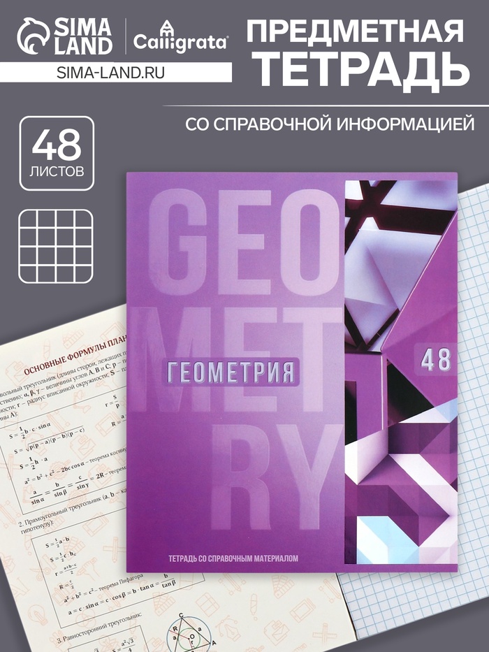 Тетрадь предметная 48 листов в клетку Calligrata «Полоса. Геометрия», обложка мелованный картон
