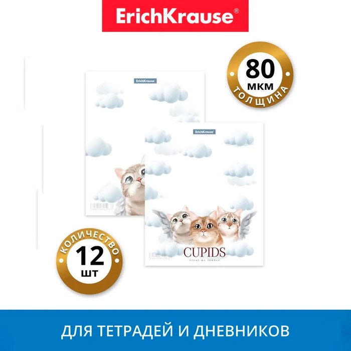 Набор обложек ПП 12 шт, 212 х 347 мм, 80 мкм, ErichKrause