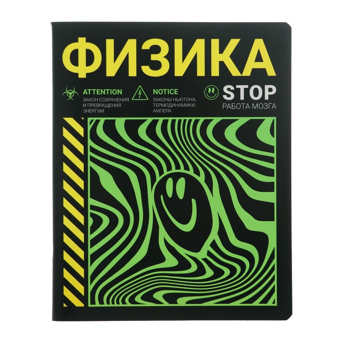Тетрадь предметная «Неоновый смайл.Физика», 48 листов в клетку, обложка мелованный картон