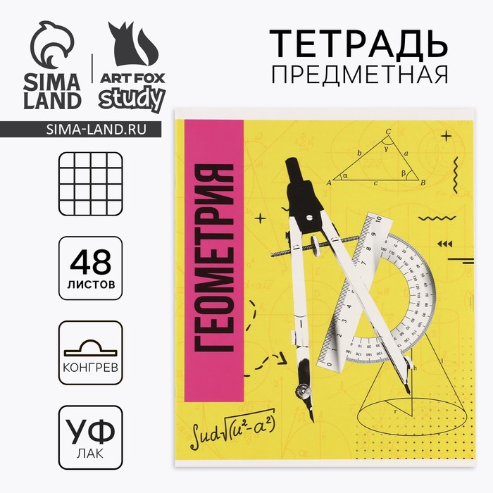 Предметная тетрадь 48 листов А5, на скрепке «Геометрия»