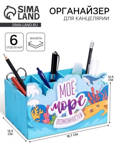 Органайзер для хранения мелочей «Моё море возможностей!» 6 отделений, 18.7×12.5×12.5 см