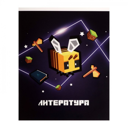 Тетрадь предметная 36 листов в линию Calligrata «Пиксели. Литература», обложка мелованный картон