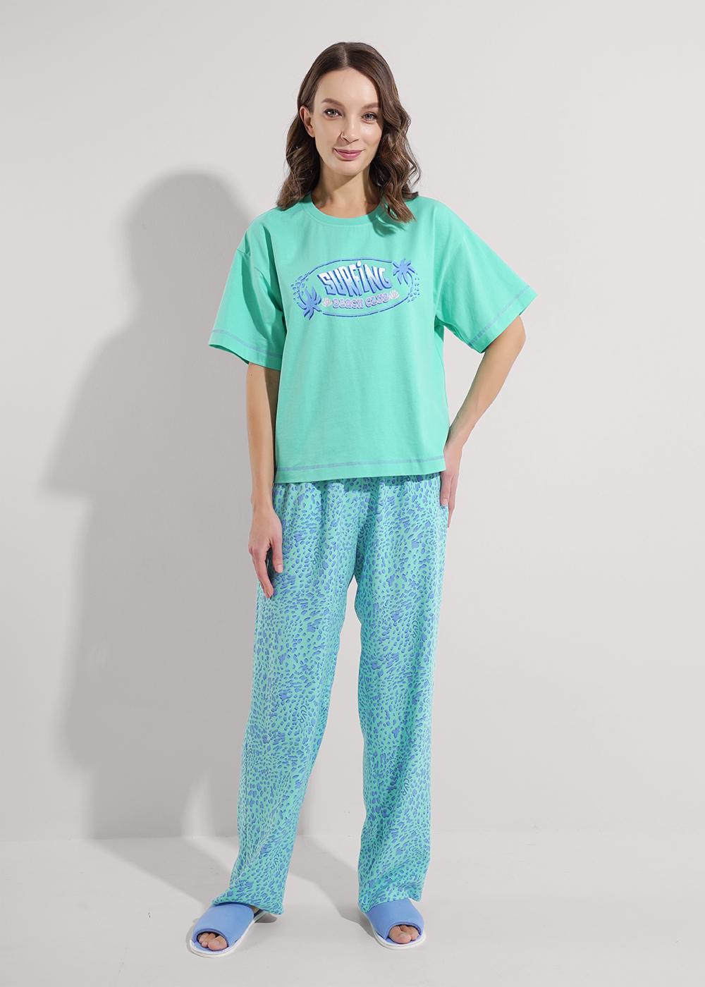 Ст.цена 2150р CLE LP25-1169/4 Пижама женская LP25-1169/4 св.зелёный/голубой