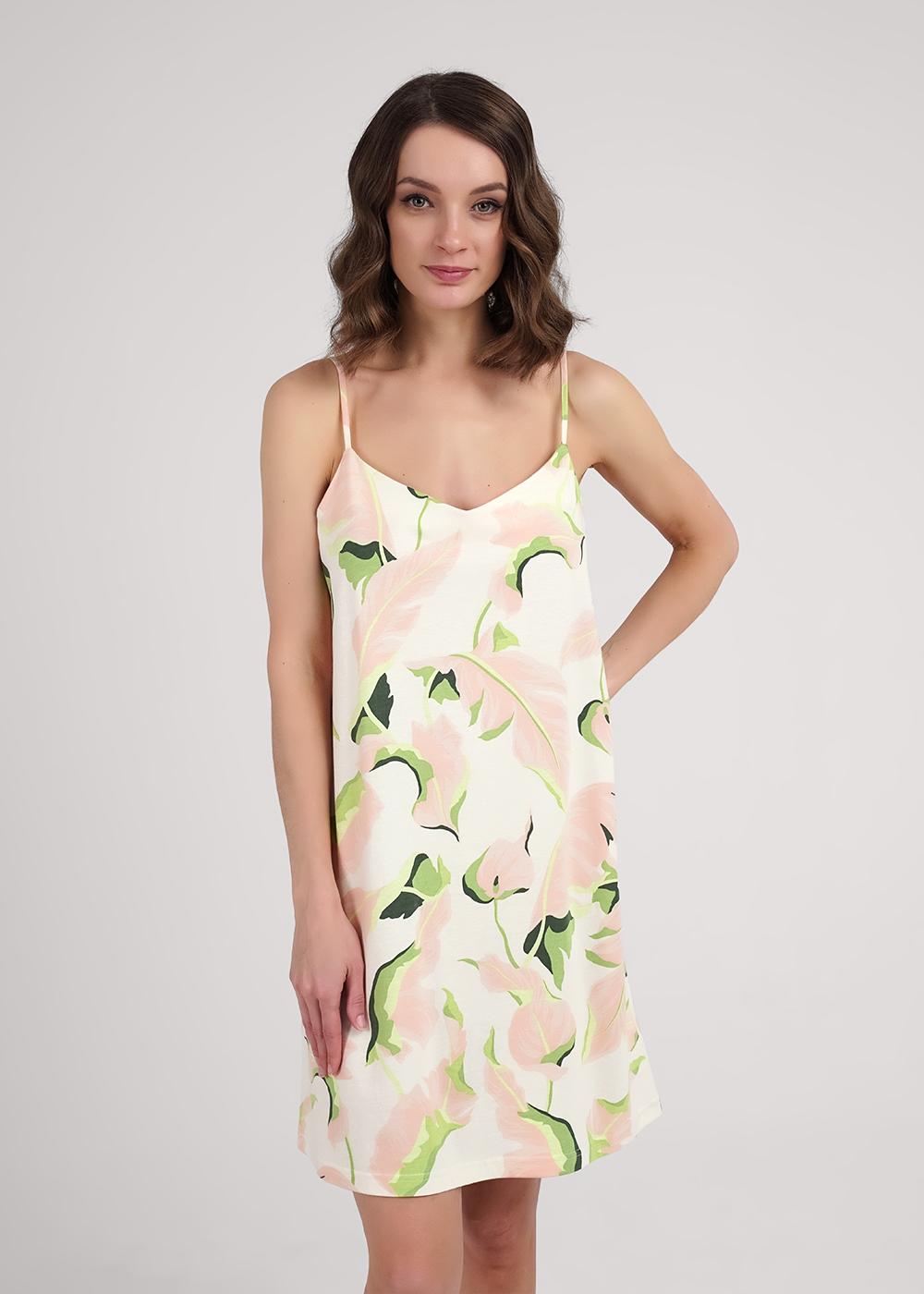 Ст.цена 990р CLE LS25-1111 Сорочка ночная женская LS25-1111 персиковый/св.зелёный