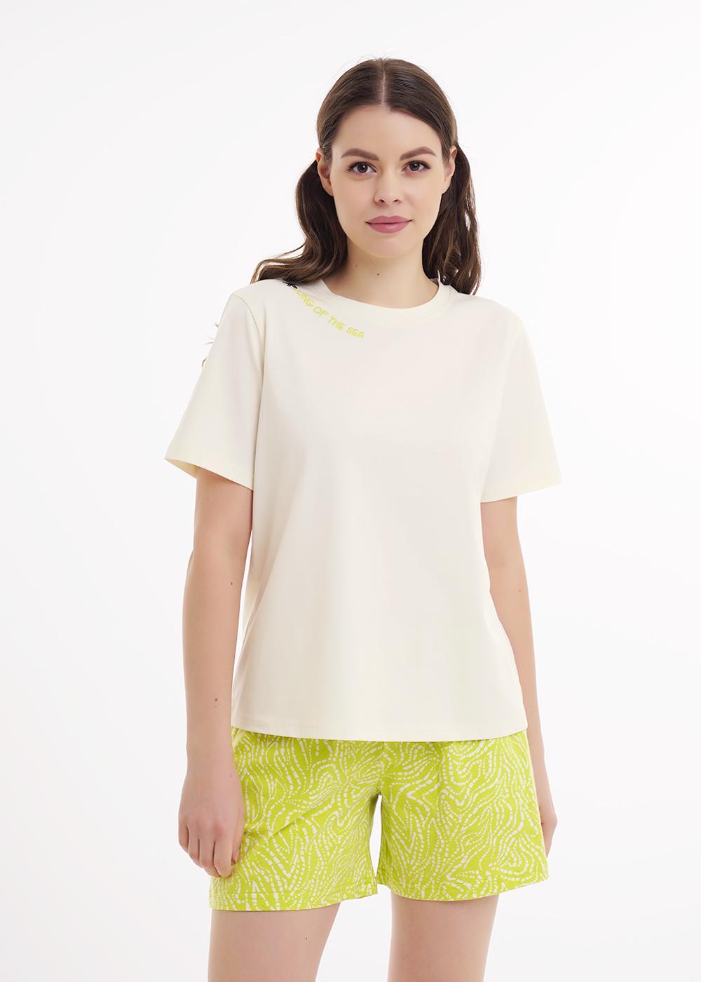 Ст.цена 590р CLE LSH25-1168/2у Шорты женские для дома LSH25-1168/2у горчичный/молочный