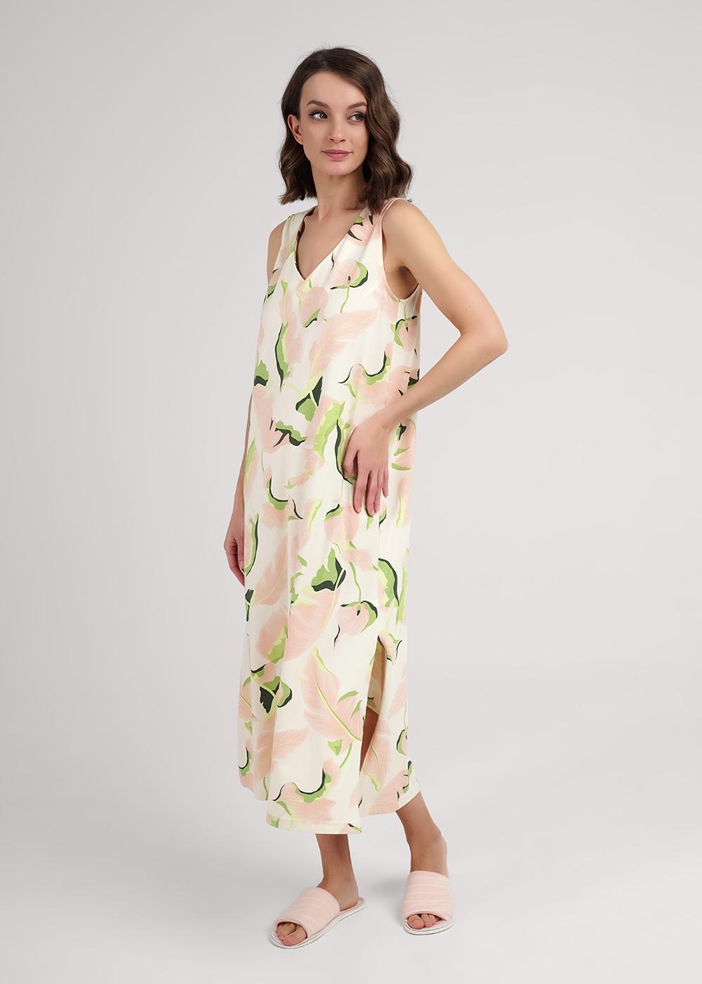 Ст.цена 1190р CLE LDR25-1111 Платье женское для дома LDR25-1111 персиковый/св.зелёный