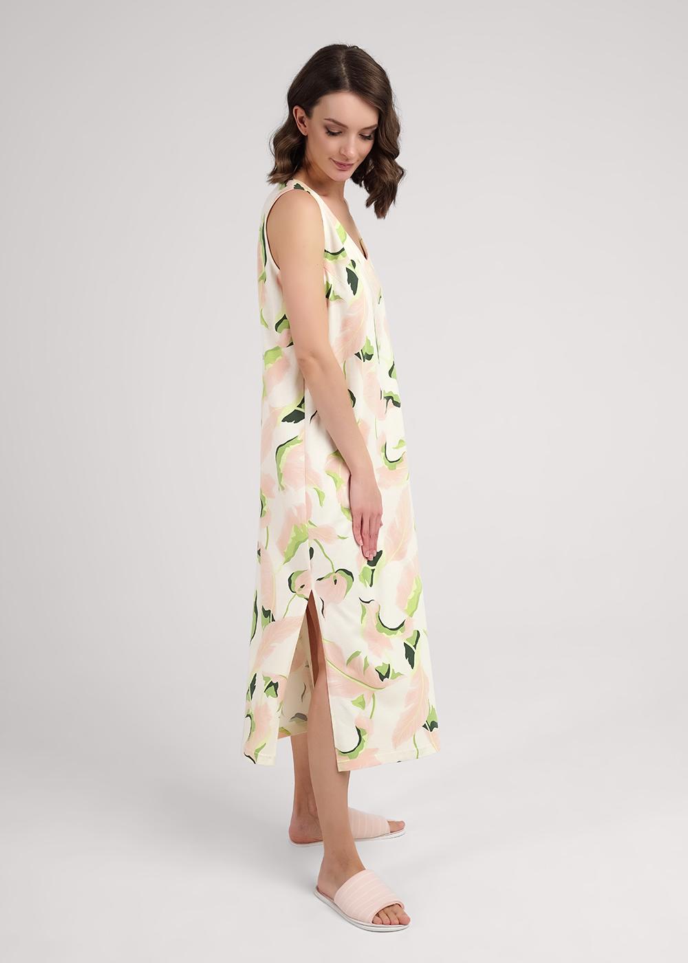 Ст.цена 1190р CLE LDR25-1111 Платье женское для дома LDR25-1111 персиковый/св.зелёный