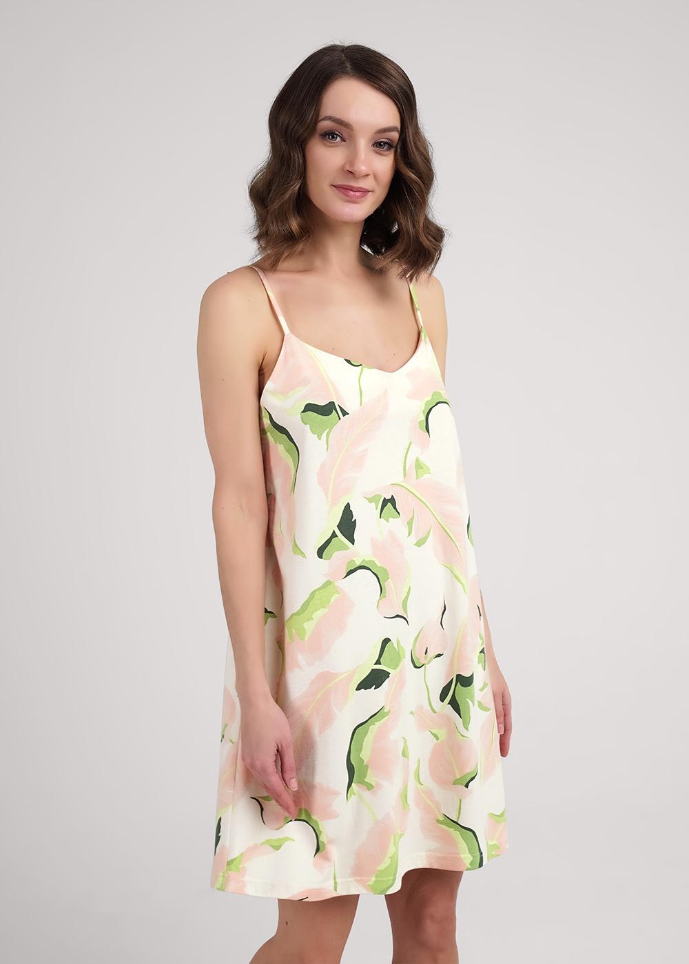 Ст.цена 990р CLE LS25-1111 Сорочка ночная женская LS25-1111 персиковый/св.зелёный