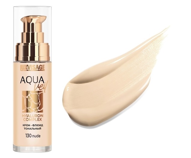 LUXVISAGE Крем-флюид тональный AQUA veil HYALURON COMPLEX т.130 Nude (4)