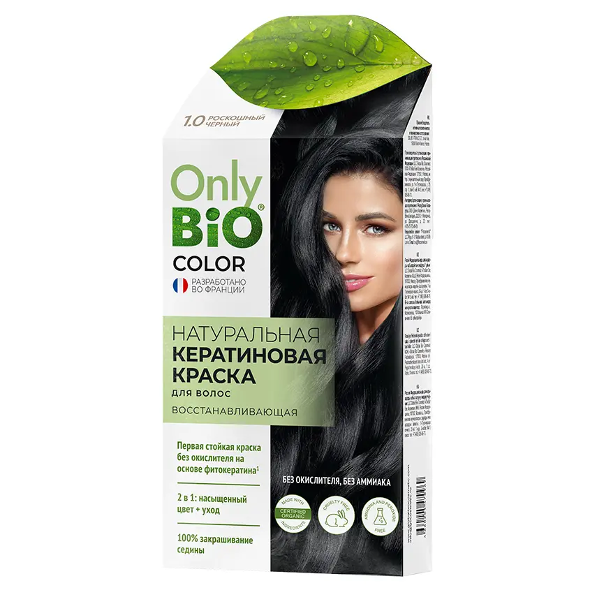 ФК /GB-8110/ Краска д/в натур.Кератиновая Only Bio Color тон Роскошный черный 50мл/14