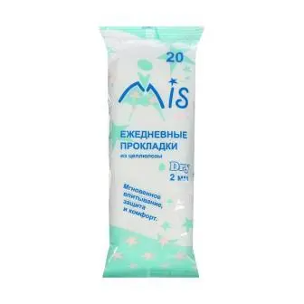 MIS Прокладки жен. Ежедневные 20шт целлюлоза драй (пленка) арт-5030. (54)