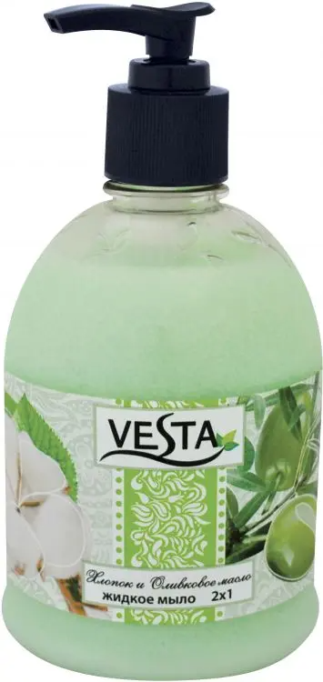 Vesta Мыло жидкое 2х1 (Дозатор-500мл) Хлопок и Оливковое масло .18