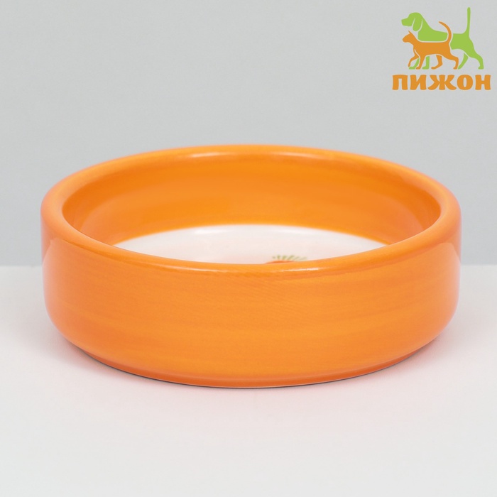 Миска керамическая с морковками, 70 мл, 8,8 х 8,8 х 3 см, оранжевая