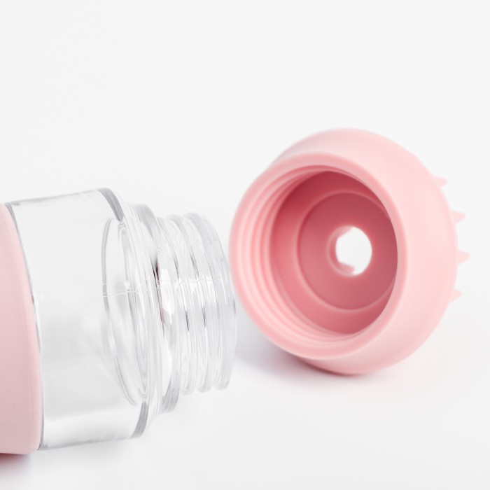 Щётка для мытья и массажа собак с ёмкостью для шампуня и 2 насадками, 5.8х5.8х9 см, розовая