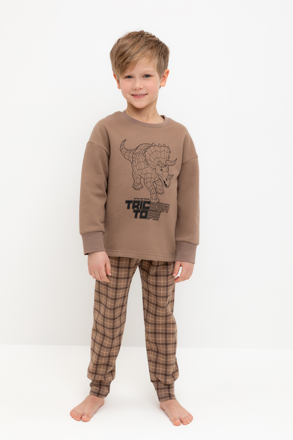 Crockid Пижама К 1567 сосновая кора, праздничная клетка Crockid