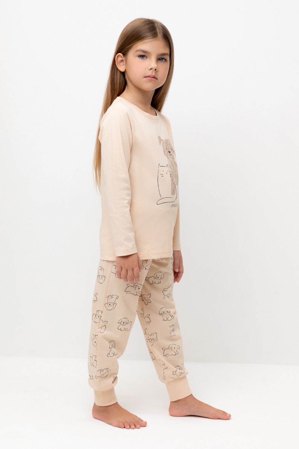 Crockid Пижама К 1606 нейтральный бежевый, собачки Crockid