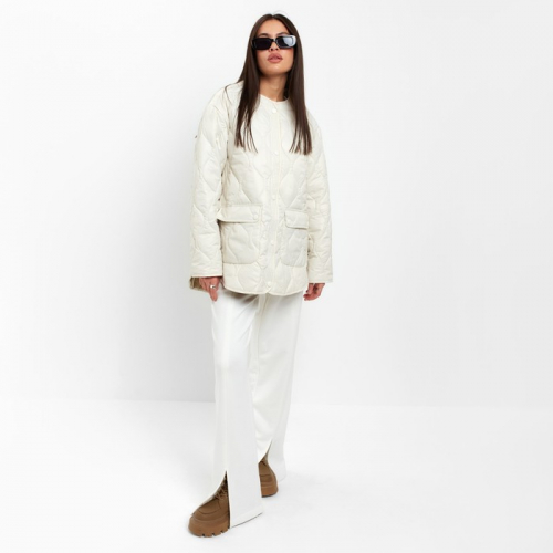 Куртка стёганая женская демисезонная MIST Oversize, размер 50, молочная