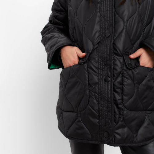 Куртка стёганая женская демисезонная MIST Oversize, размер 46, чёрная