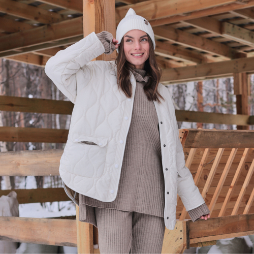 Куртка стёганая женская демисезонная MIST Oversize, размер 50, молочная