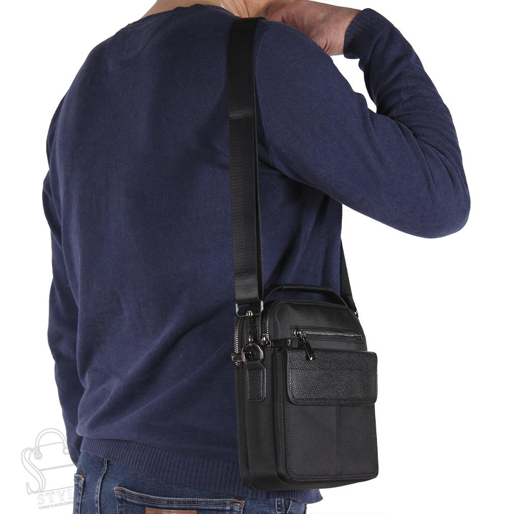 Сумка мужская кожаная 8136-3ST black S-Style
