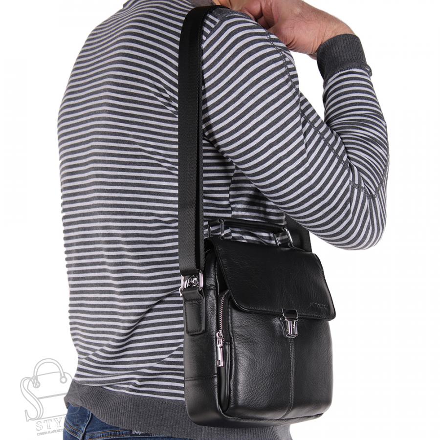 Сумка мужская кожаная 2066BSH black Heanbag в Новосибирске