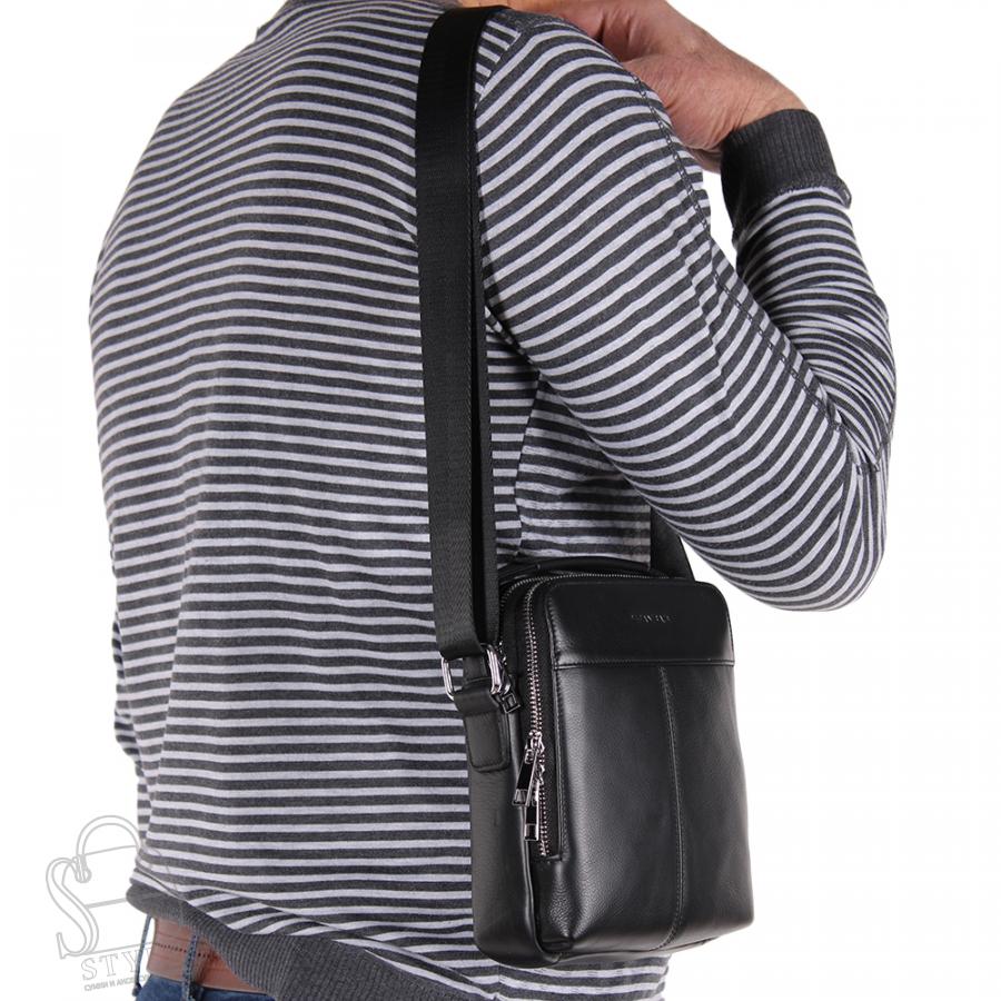 Сумка мужская кожаная 1927BSDH black Heanbag