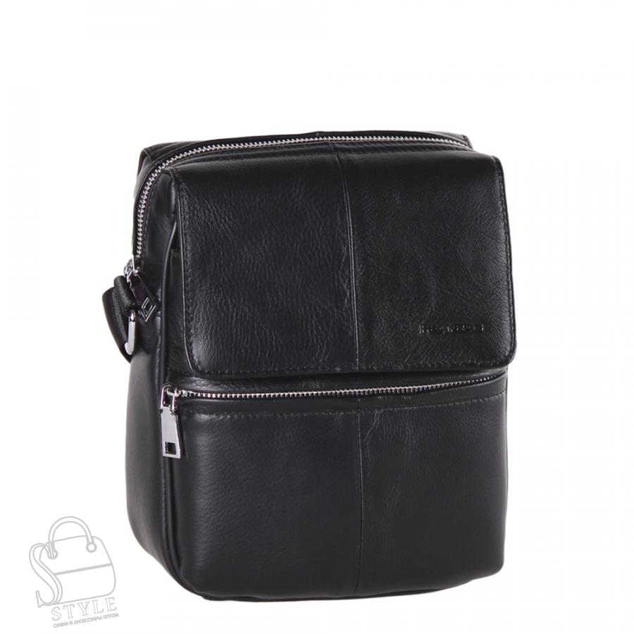 Сумка мужская кожаная 2082BSH black Heanbag в Новосибирске