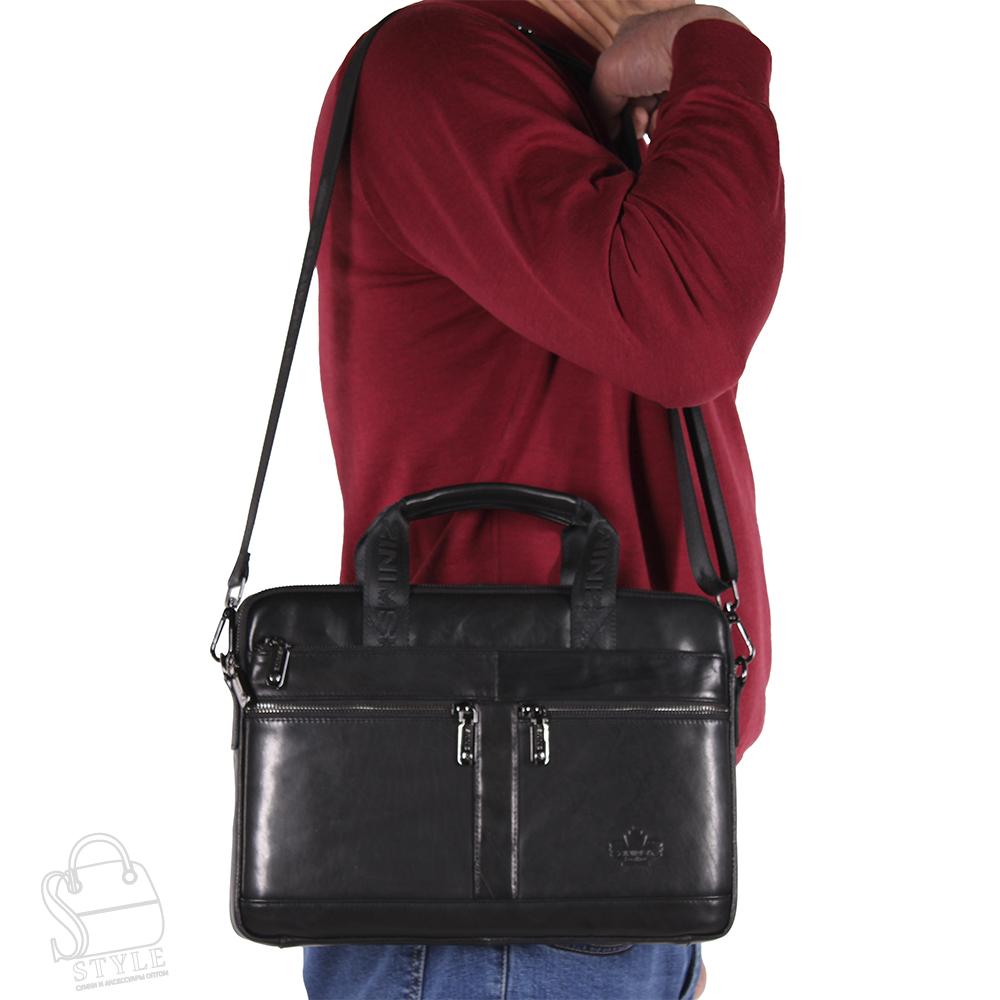 Портфель мужской кожаный 33773Z black Zinimsk