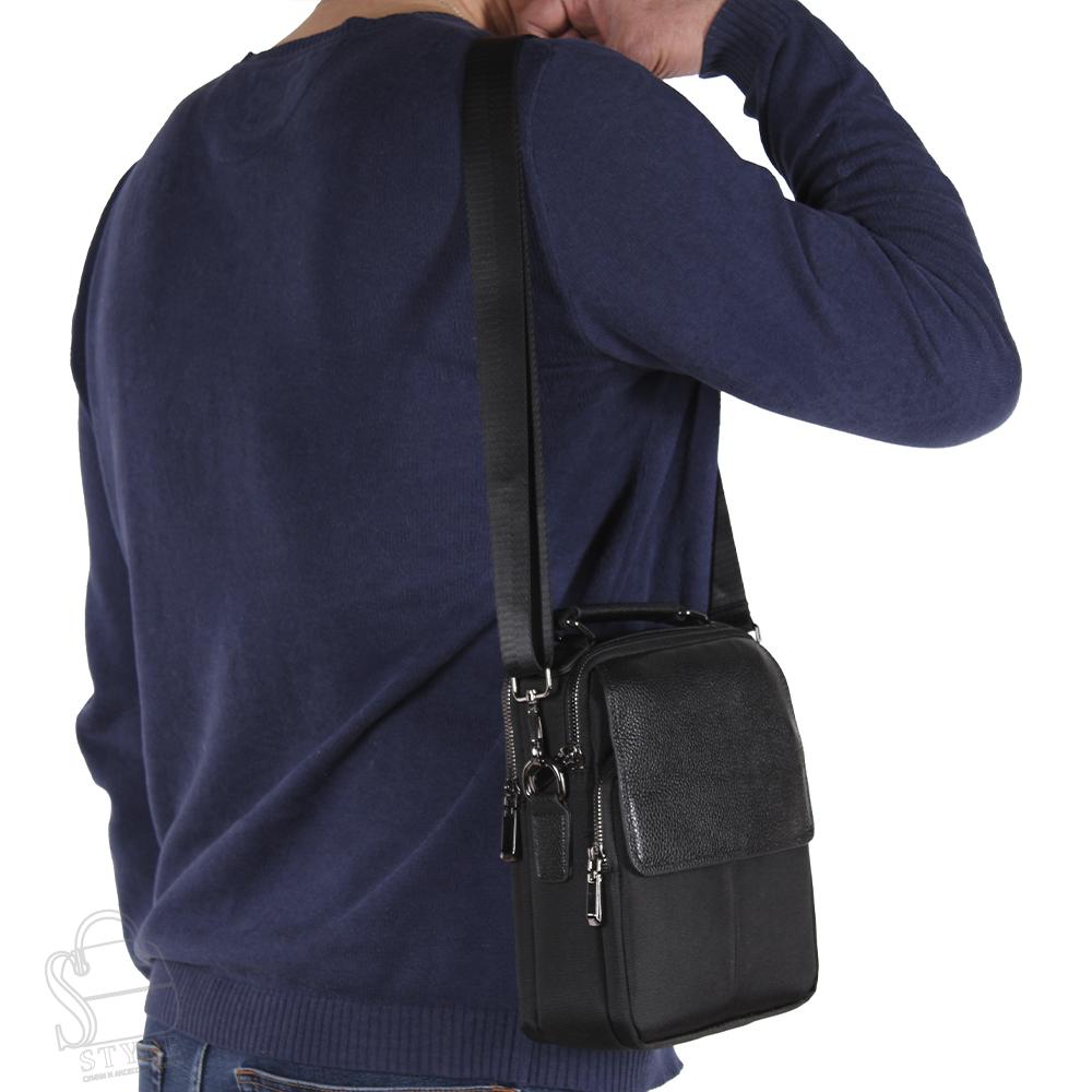 Сумка мужская кожаная 8208-3ST black S-Style