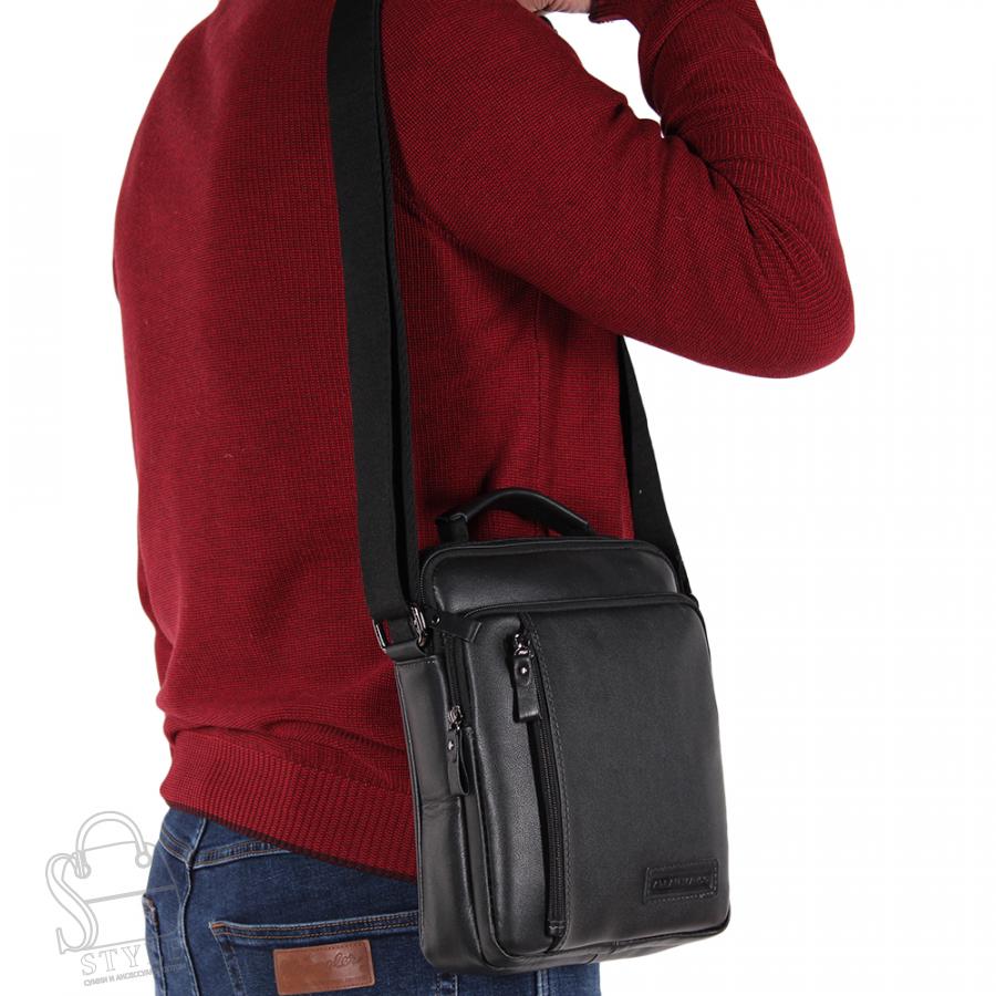 Сумка мужская кожаная 9109-1AM black Allan Marco