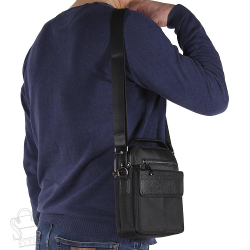 Сумка мужская кожаная 8136-3ST black S-Style